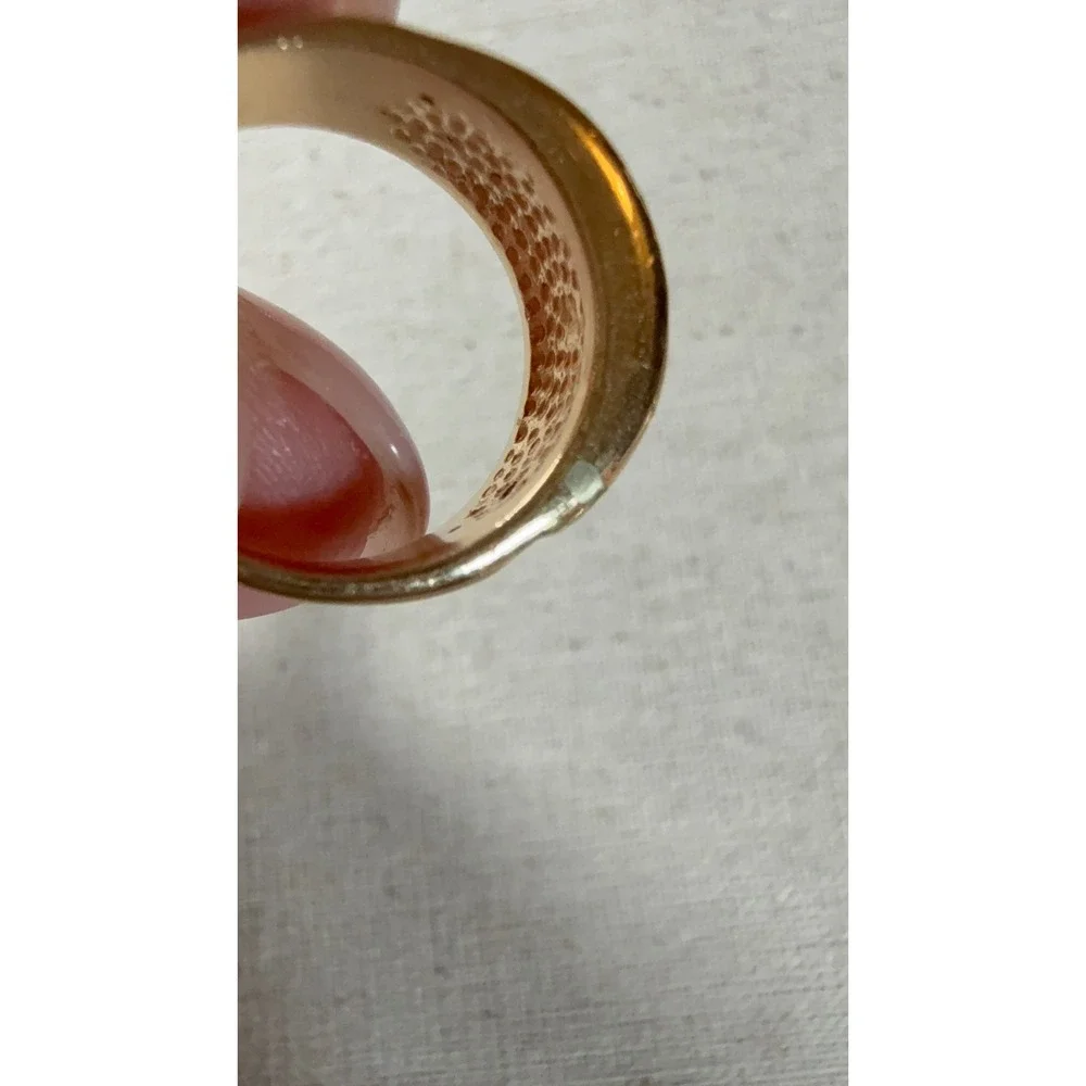 Vintage Brass Mothers Ring Family Birthstone‎ Rhinestone Starburst Textured Band